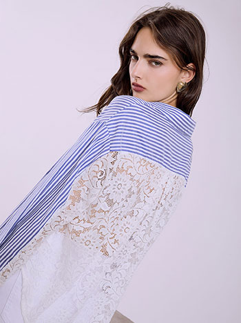 Πουκάμισο ριγέ με δαντέλα στο πίσω μέρος SQ8011.3818+1