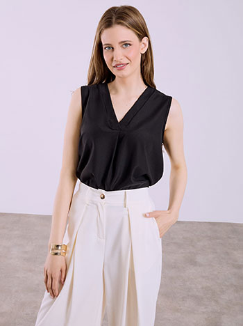 Μπλούζα αμάνικη με πιέτα SQ8011.4400+4