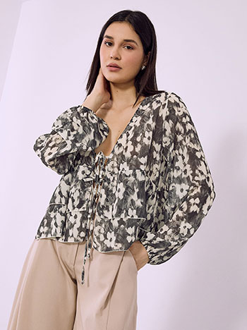 Μπλούζα εμπριμέ με βολάν SQ8011.4505+1