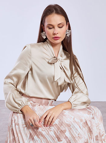 Μπλούζα σατέν με δέσιμο SQ8011.4863+4