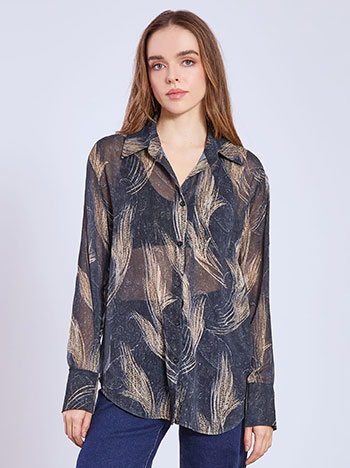 Πουκάμισο εμπριμέ ημιδιάφανο SQ874.3063+2