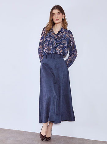 Φούστα μίντι με όψη σουέντ SQ9420.2535+4