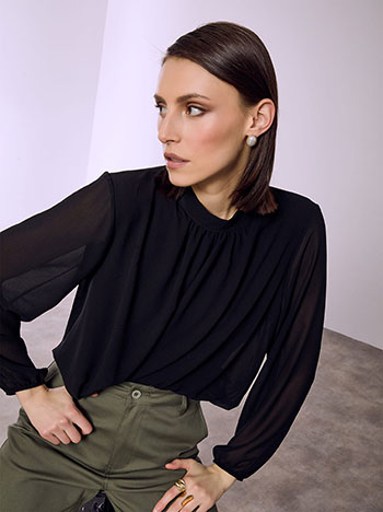 Μπλούζα με ημιδιάφανα μανίκια SQ9420.4192+1