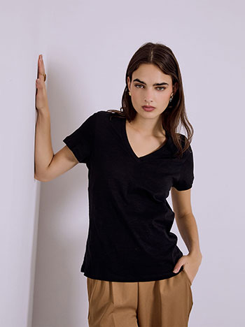 T-shirt βαμβακερό με V λαιμόκοψη SQ9489.4795+1