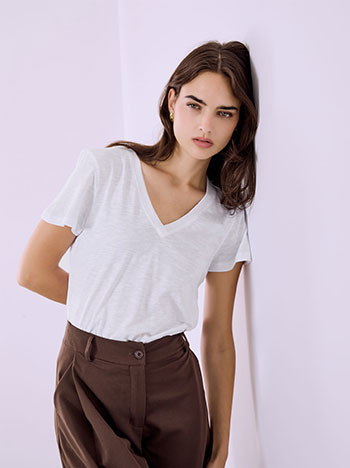 T-shirt βαμβακερό με V λαιμόκοψη SQ9489.4795+6
