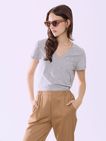 T-shirt βαμβακερό με V λαιμόκοψη SQ9489.4795+2