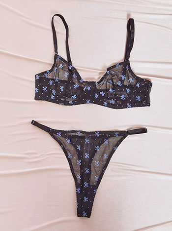 Σετ εσωρούχων ημιδιάφανο με φιόγκους SQ9833.0562+1