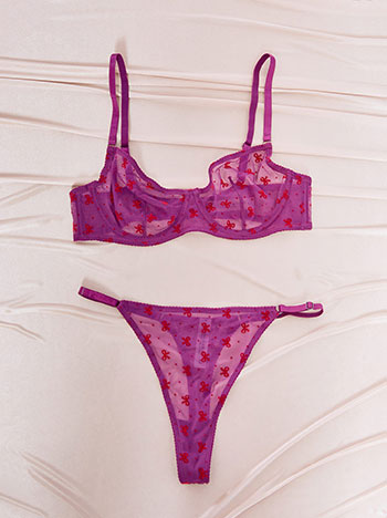 Σετ εσωρούχων ημιδιάφανο με φιόγκους SQ9833.0562+3