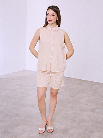 Σετ κεντητό με πουκάμισο και βερμούδα SQ9844.0016+2