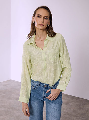 Πουκάμισο με μεταλλιζέ κεντήματα SQ9844.3003+3