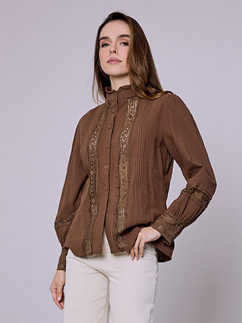 Πουκάμισο με κεντητά διάτρητα σχέδια SQ9844.3087+3