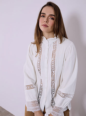 Πουκάμισο με κεντητά διάτρητα σχέδια SQ9844.3087+2