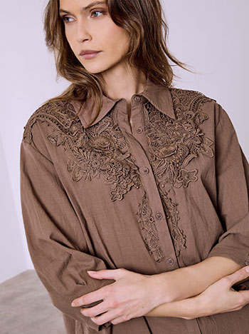 Πουκάμισο βαμβακερό με κέντημα SQ9844.3169+3