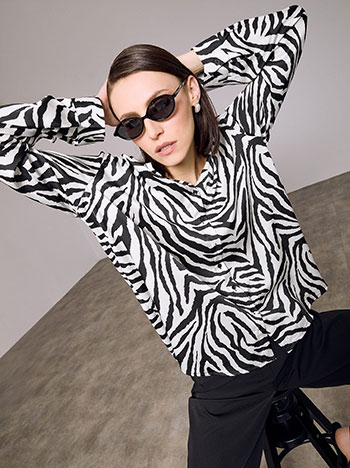 Πουκάμισο σατέν με τύπωμα ζέβρα SQ9844.3803+1