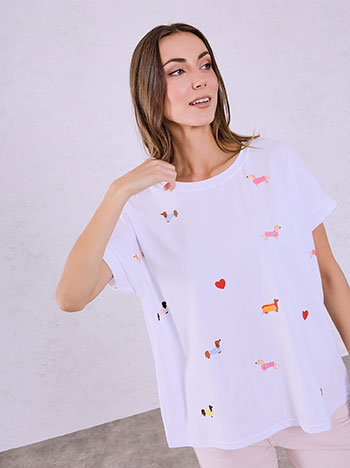 T-shirt με σκυλάκια και καρδιές SQ9844.4008+1