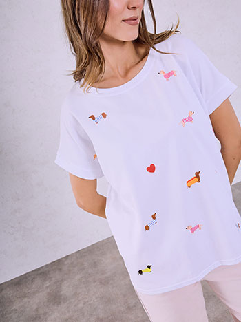 Celestino T-Shirt με Σκυλάκια Και Καρδιές Sq9844 4008+1 Μπλούζες T-Shirts Γυναικεία Ρούχα Μόδα