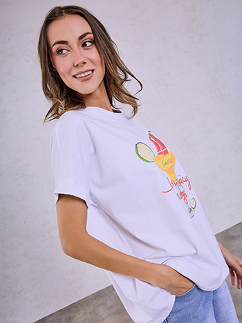 Celestino T-Shirt με Στάμπα Κοκτέιλ Sq9844 4009+1 Μπλούζες T-Shirts Γυναικεία Ρούχα Μόδα