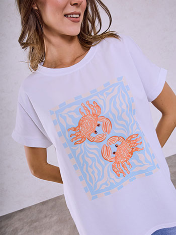 Celestino T-Shirt με Στάμπα Καβούρια Sq9844 4010+1 Μπλούζες T-Shirts Γυναικεία Ρούχα Μόδα