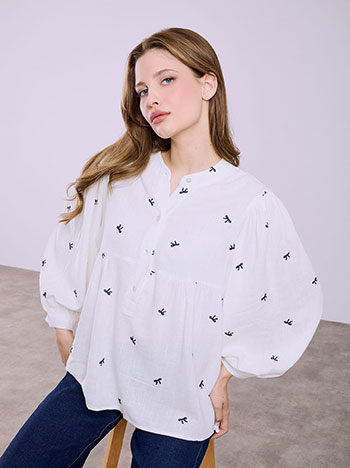 Μπλούζα με κεντητά φιογκάκια SQ9844.4083+1