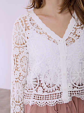 Ζακέτα πλεκτή κροσέ βαμβακερή SQ9844.5817+1