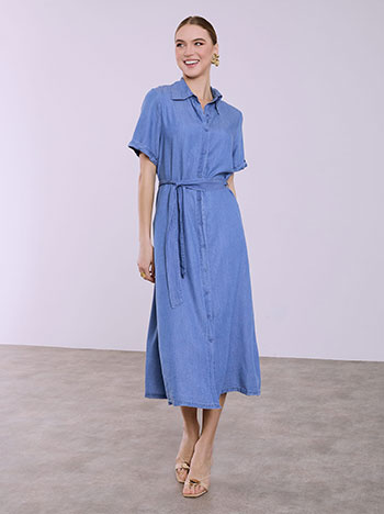 Σεμιζιέ φόρεμα με denim όψη SQ9844.8138+3