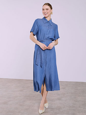 Σεμιζιέ φόρεμα με denim όψη SQ9844.8138+2