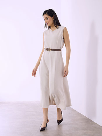 Φόρεμα μίντι αμάνικο με βισκόζη SQ9844.8602+3