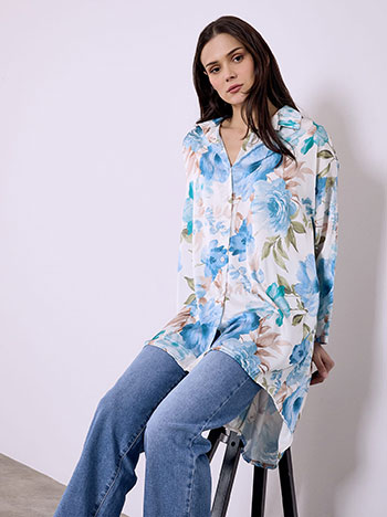 Πουκαμίσα σατέν φλοράλ SQ9864.3103+1