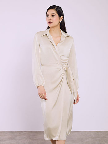 Φόρεμα μίντι κρουαζέ σατέν SQ9864.8294+4