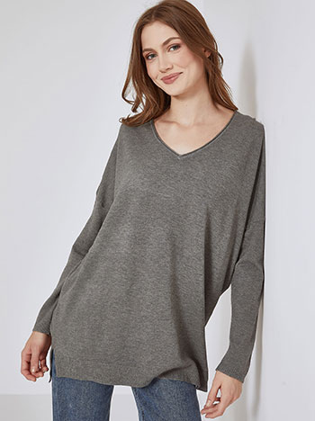 Πουλόβερ μακρύ με ανοίγματα στο πλάι WR7612.4324+2