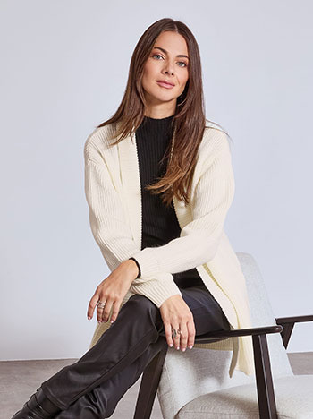 Ζακέτα μακριά πλεκτή ριπ WT1010.5001+2