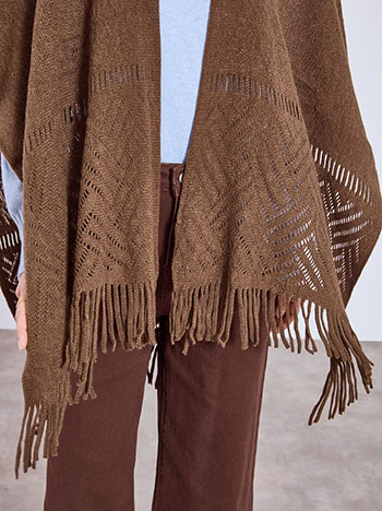 Κάπα πλεκτή με κρόσια WT1018.9090+2 φωτογραφία