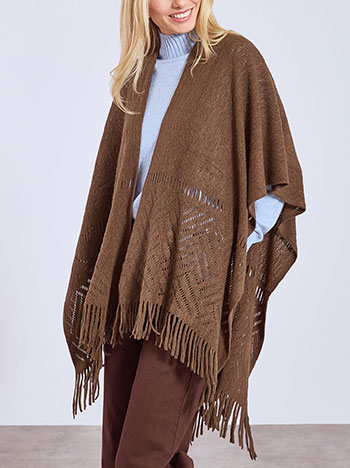 Κάπα πλεκτή με κρόσια WT1018.9090+2