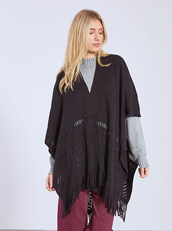 Κάπα πλεκτή με κρόσια WT1018.9090+3