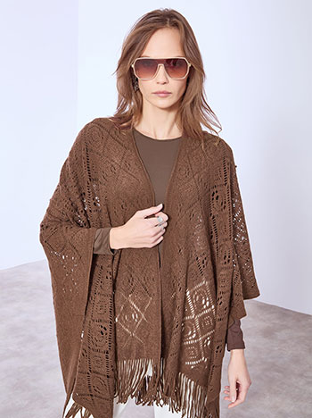 Κάπα πλεκτή με διάτρητα σχέδια WT1018.9206+4