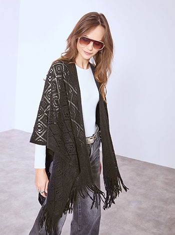 Κάπα πλεκτή με διάτρητα σχέδια WT1018.9206+2