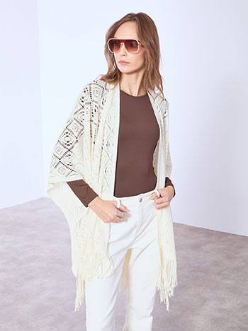 Κάπα πλεκτή με διάτρητα σχέδια WT1018.9206+1