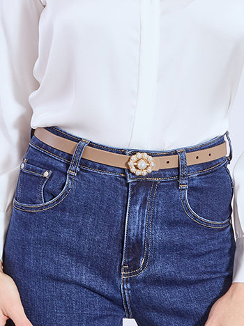 Ζώνη δερματίνης με πέρλες WT1018.A116+2