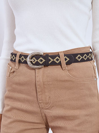 Celestino Ζώνη δερματίνης με κεντητούς ρόμβους WT1018.A117+1