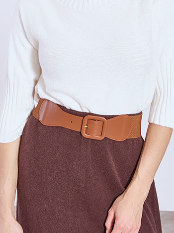 Ζώνη ελαστική με λεπτομέρειες δερματίνης WT1018.A442+2