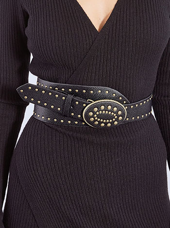 Ζώνη με τρουκς και στρογγυλή αγκράφα WT1018.A738+1