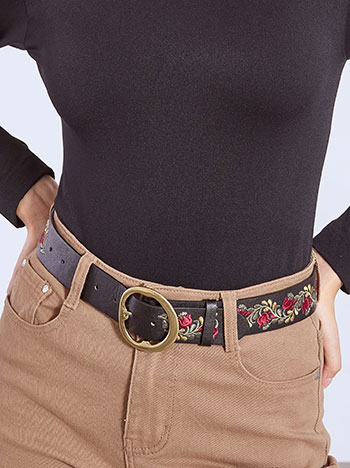 Ζώνη δερματίνης με κέντημα WT1018.A901+2