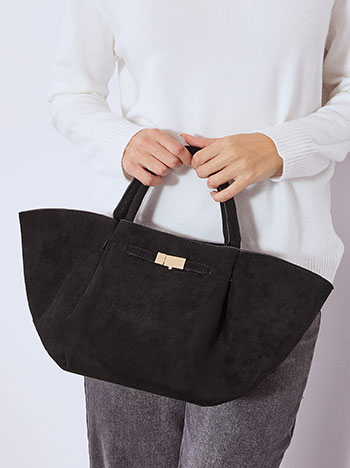 Τσάντα χειρός με σουέντ όψη και αγκράφα WT1019.A820+2 φωτογραφία