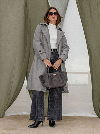 Τσάντα χειρός με σουέντ όψη και αγκράφα WT1019.A820+1 φωτογραφία