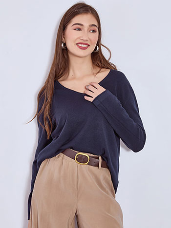 Πουλόβερ με αφινίριστες λεπτομέρειες WT1042.4320+12