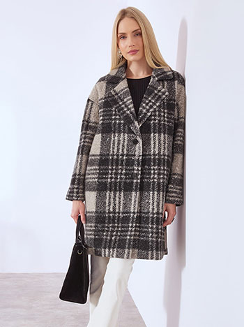 Παλτό μπουκλέ καρό WT1043.7001+1
