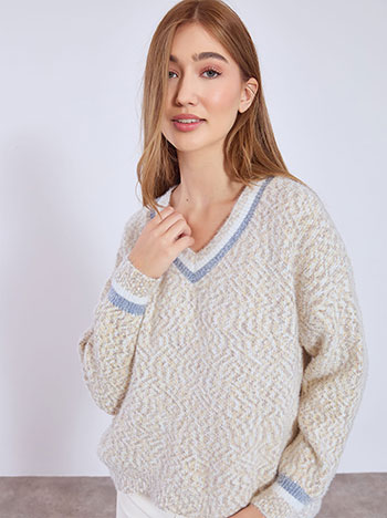 Πουλόβερ μελανζέ με V λαιμόκοψη WT1430.4003+7