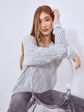 Πουλόβερ μελανζέ με V λαιμόκοψη WT1430.4003+3