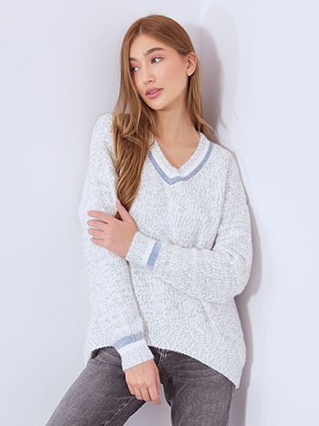 Πουλόβερ μελανζέ με V λαιμόκοψη WT1430.4003+6