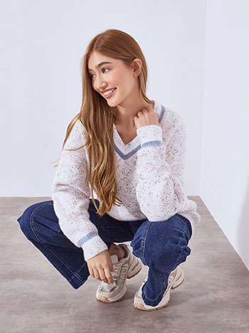 Πουλόβερ μελανζέ με V λαιμόκοψη WT1430.4003+5